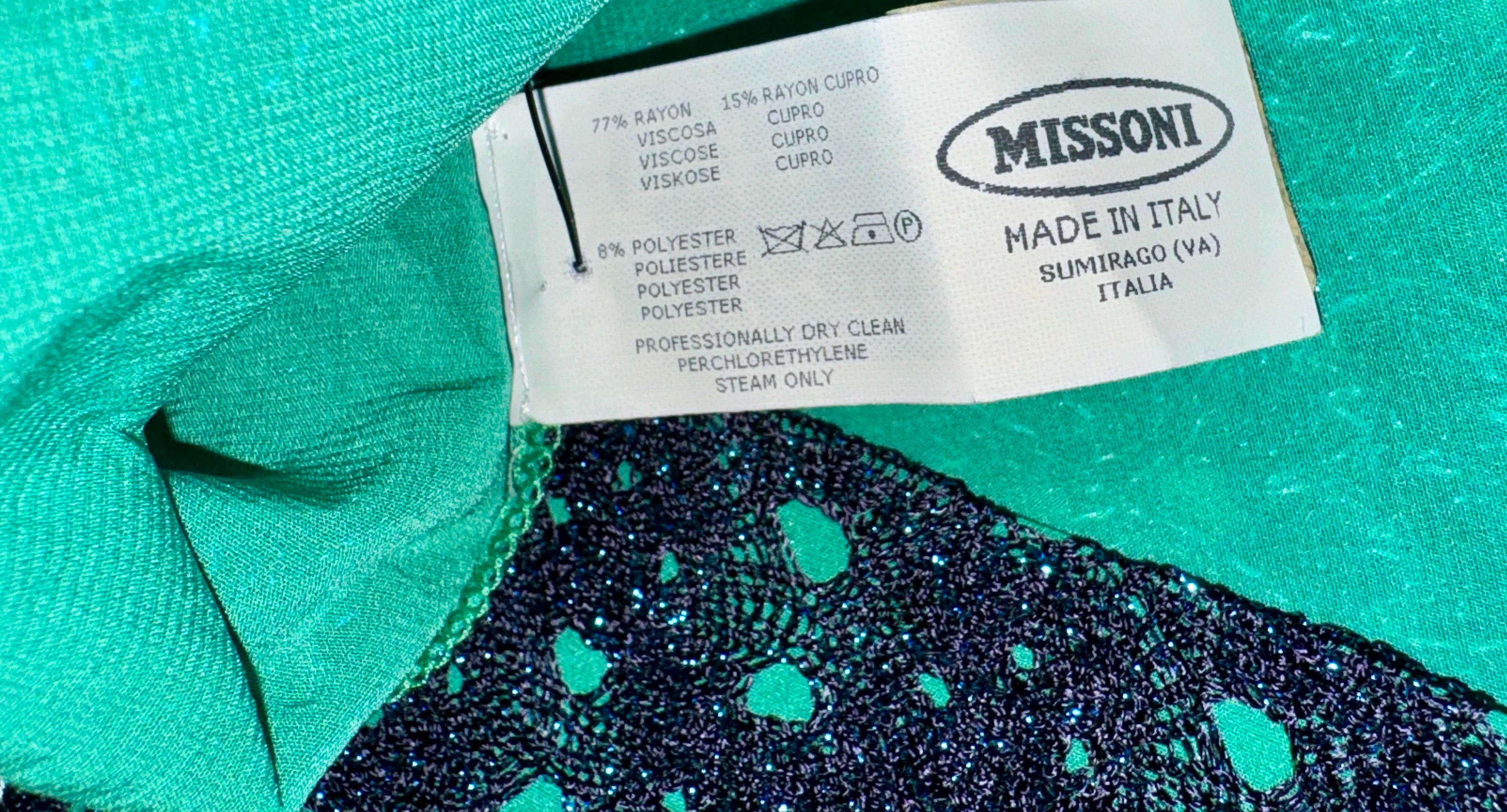 NEU Missoni Metallic Seafoam Blaues Häkelstrick-Cocktailkleid 40 im Angebot 1