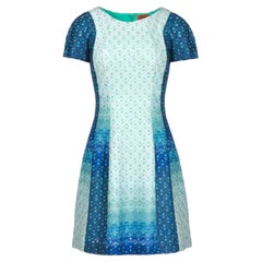 NUEVO Vestido de cóctel de punto de ganchillo azul marino metalizado Missoni 40