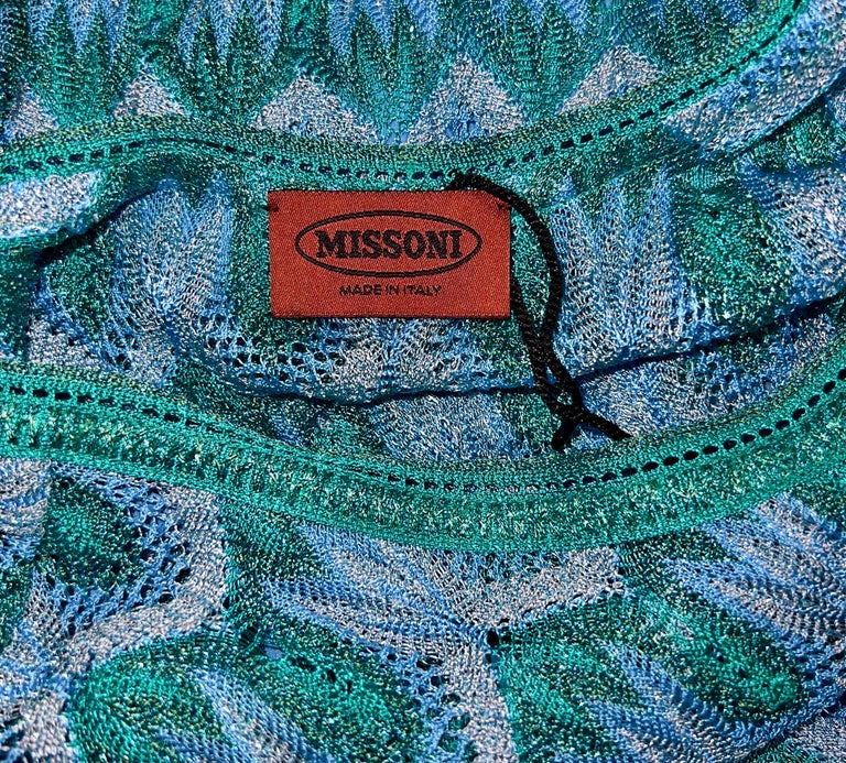 NEW Missoni Metallic Turquoise Aqua Crochet Knit Midi Dress 44 For Sale at  1stDibs | aqua crochet midi dress