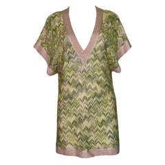 NEW Missoni Metallics Chevron Crochet Knit Kaftan Tunic Cover Up Top Mini Dress