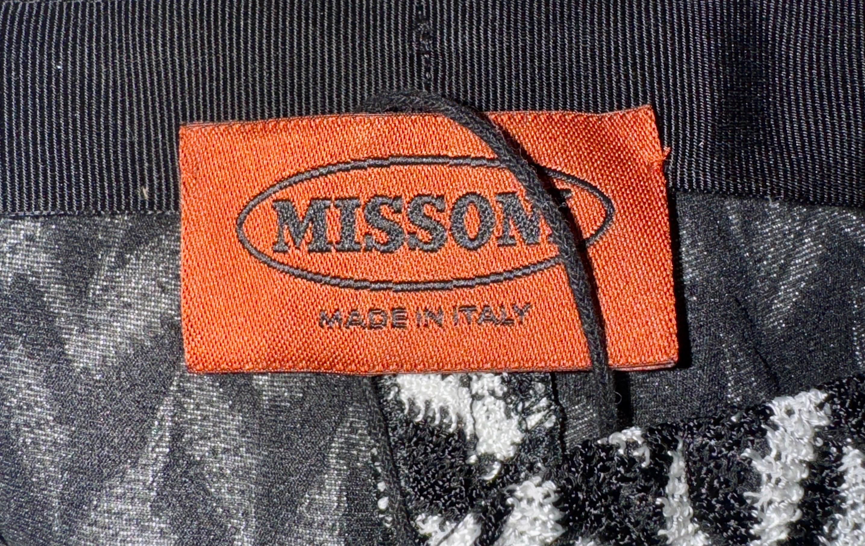 NUEVO Missoni Monocromo Blanco y Negro Zigzag Punto Crochet Pantalones Pantalón 38 en venta 1