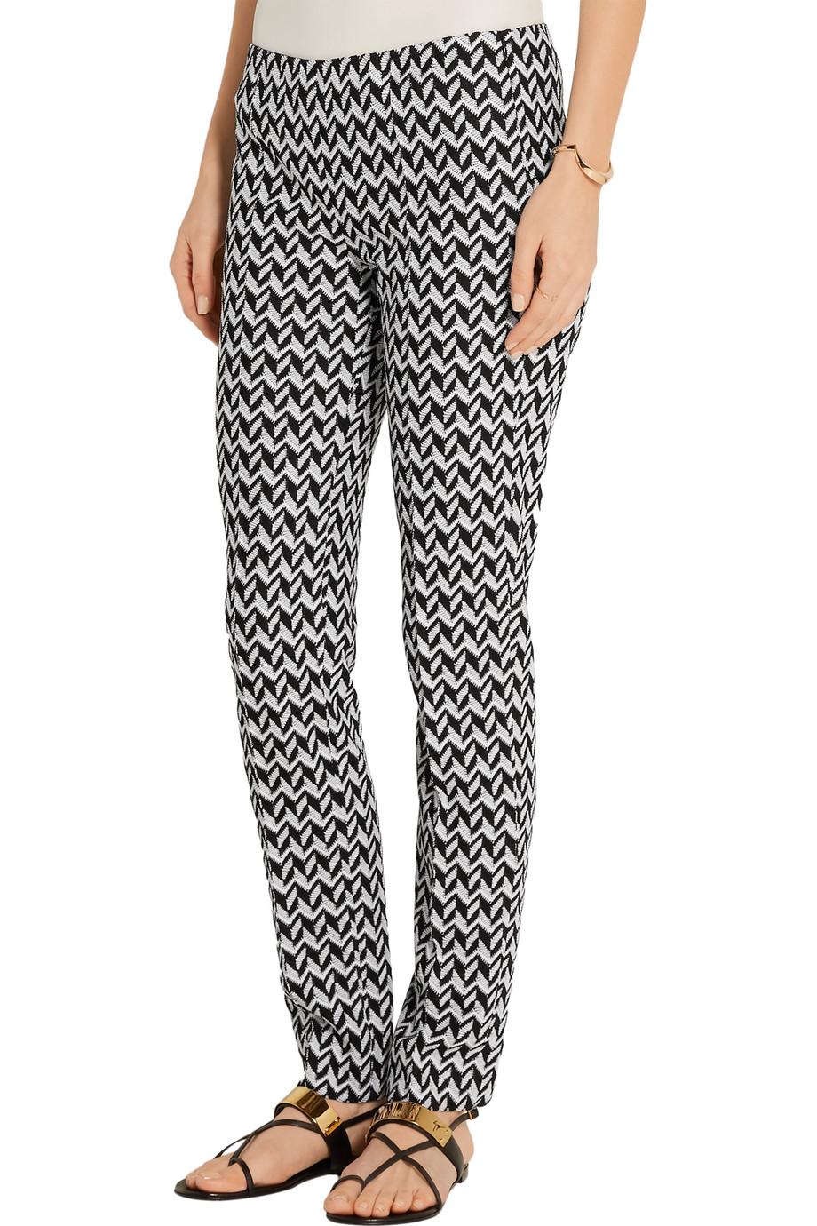 NUEVO Missoni Monocromo Blanco y Negro Zigzag Punto Crochet Pantalones Pantalón 38 Gris en venta