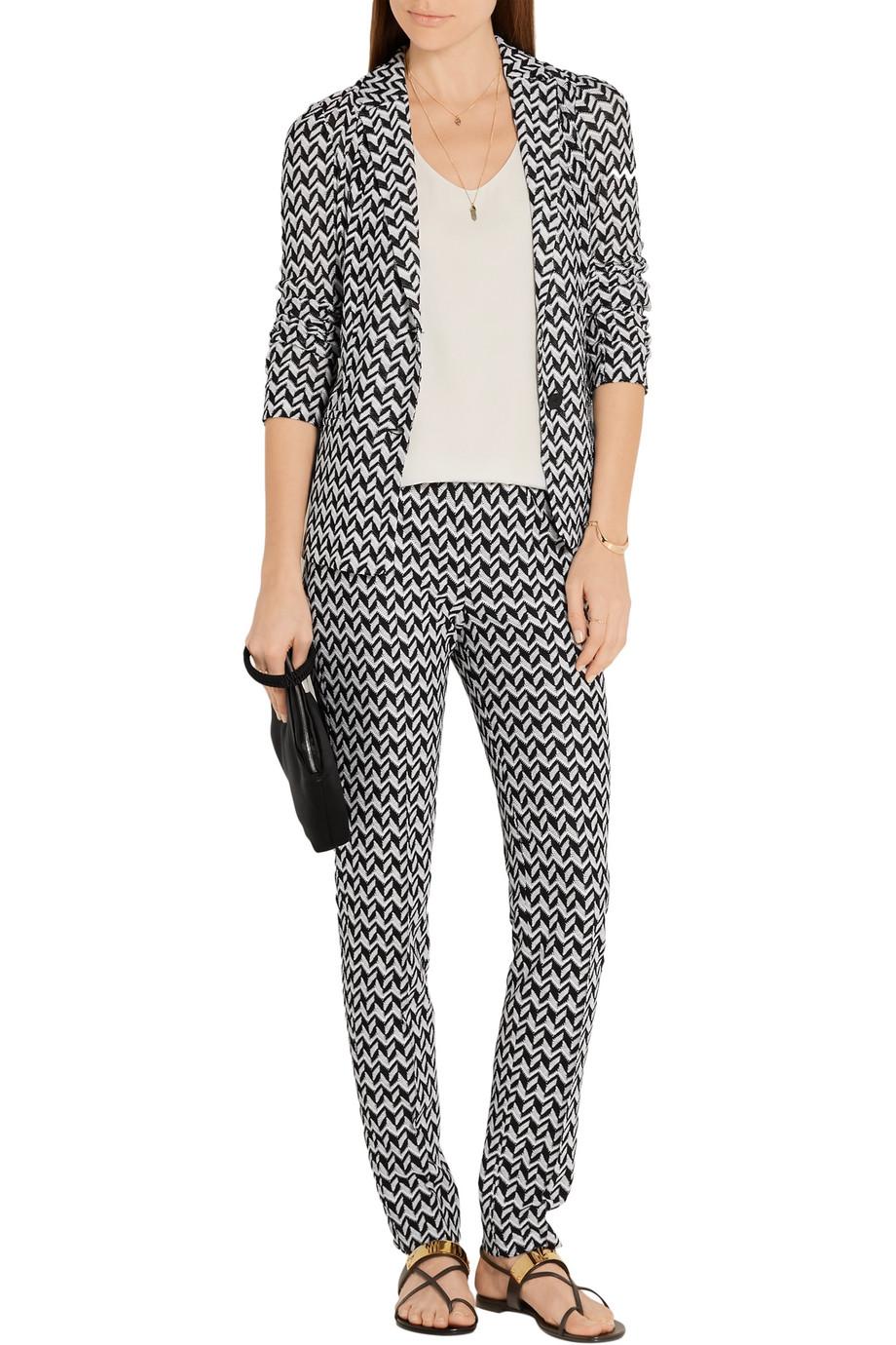 NUEVO Missoni Monocromo Blanco y Negro Zigzag Punto Crochet Pantalones Pantalón 38 en venta 3