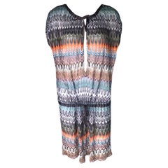 Missoni - Robe caftan couverture caftan en maille crochet à chevrons multicolore 40, état neuf