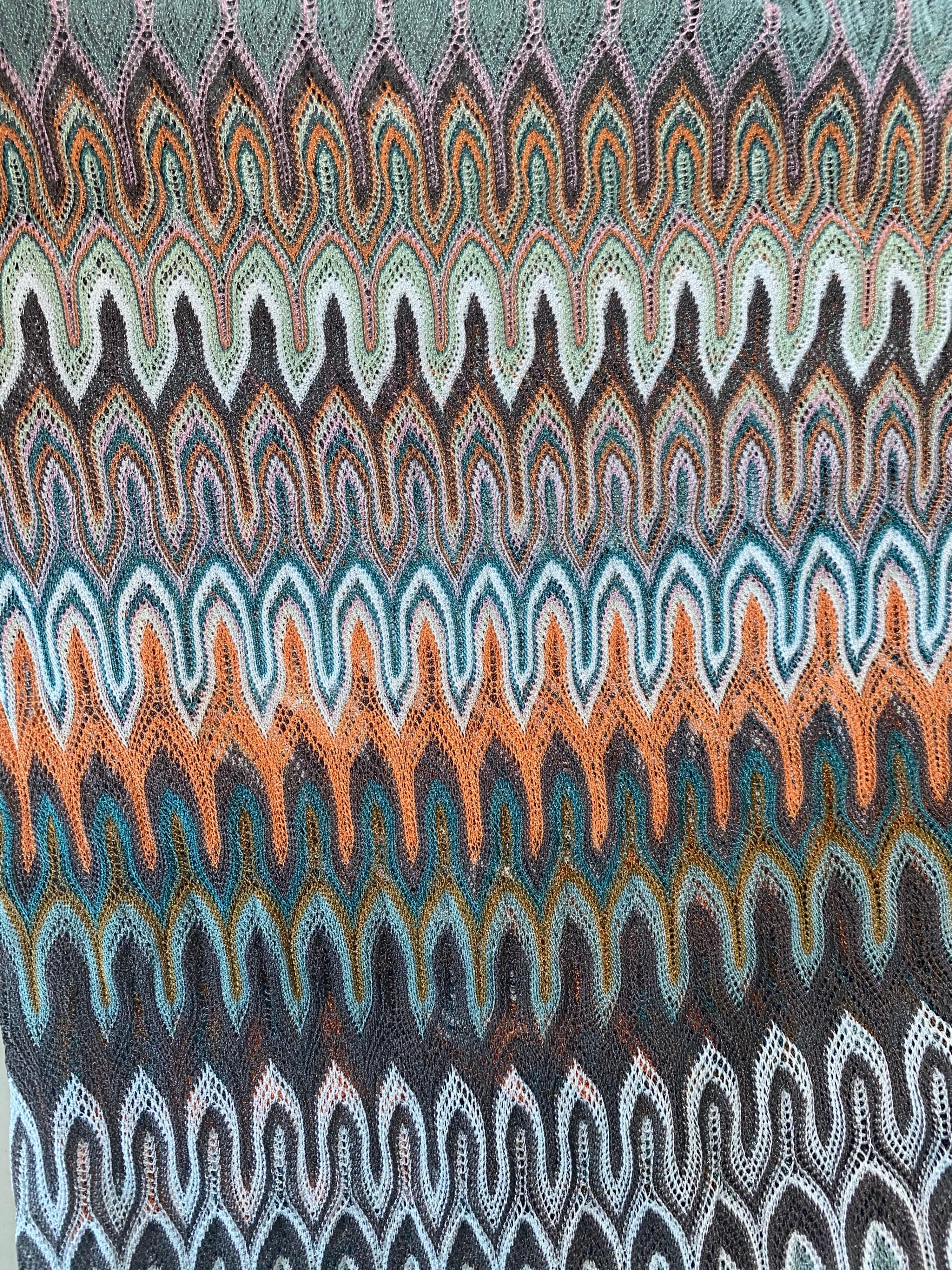Gray NEW Missoni Multicolor Chevron Crochet Knit Kaftan Tunic Cover Up Dress 40 For Sale