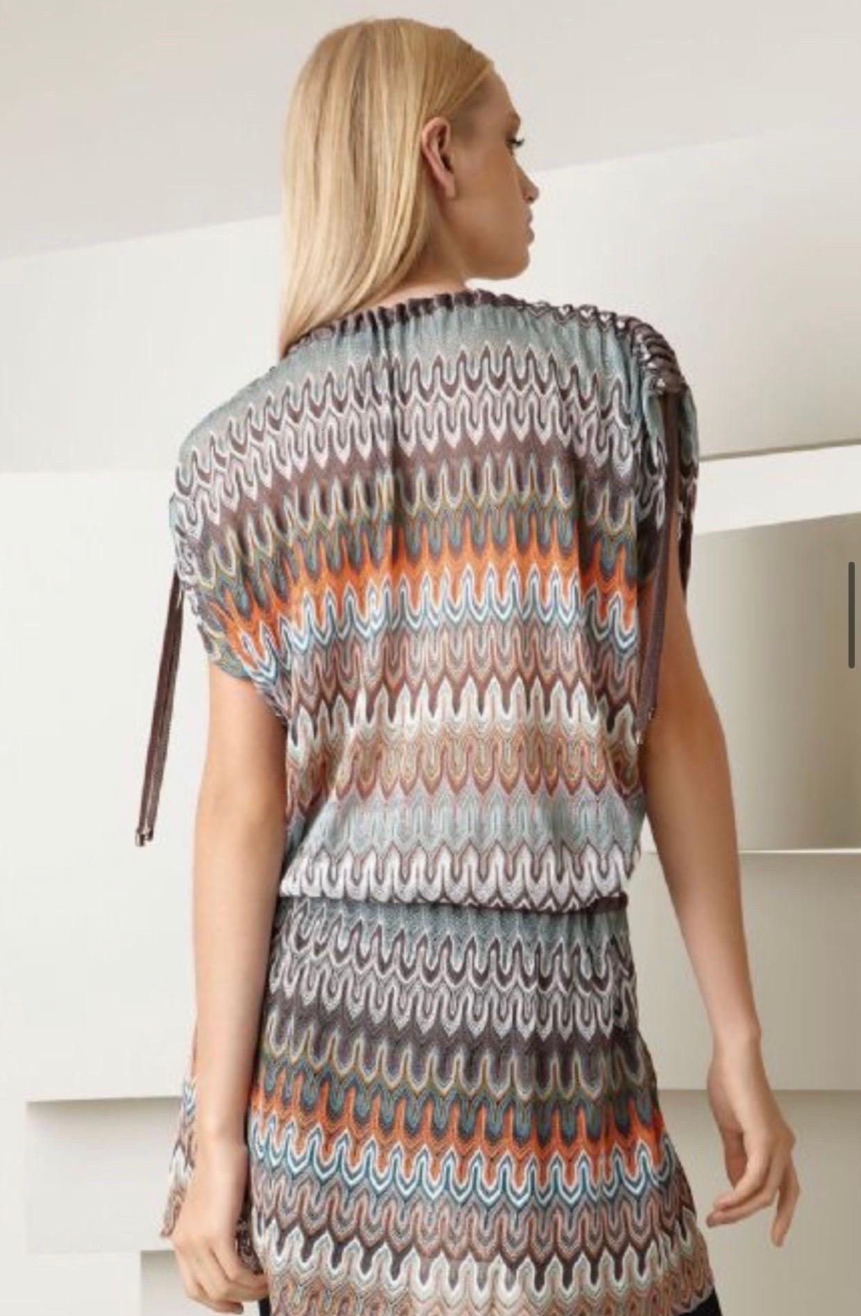 NEW Missoni Multicolor Chevron Crochet Knit Kaftan Tunic Cover Up Dress 40 For Sale 3