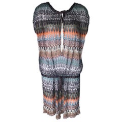 NEW Missoni Multicolor Chevron ZigZag Crochet Knit Kaftan Tunic Cover Up Dress
