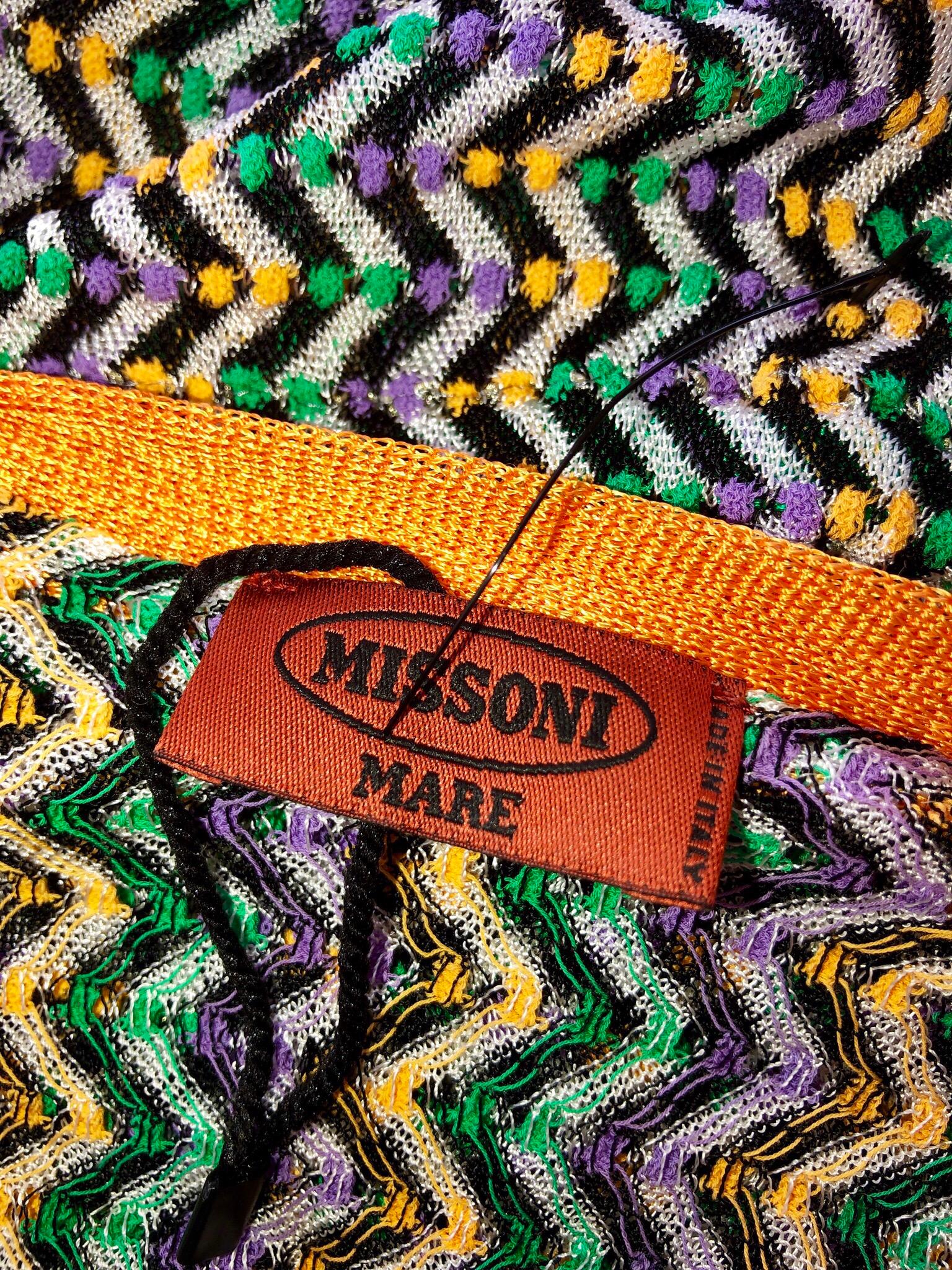 NEW Missoni Multicolor Chevron ZigZag Crochet Knit Kaftan Tunic CoverUp Dress 40 For Sale 3