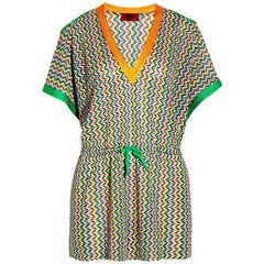 Missoni caftan multicolore à chevrons zigzag en maille crochet, 40