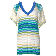 Robe tunique en maille crochet zigzag à chevrons multicolores Missoni, 38