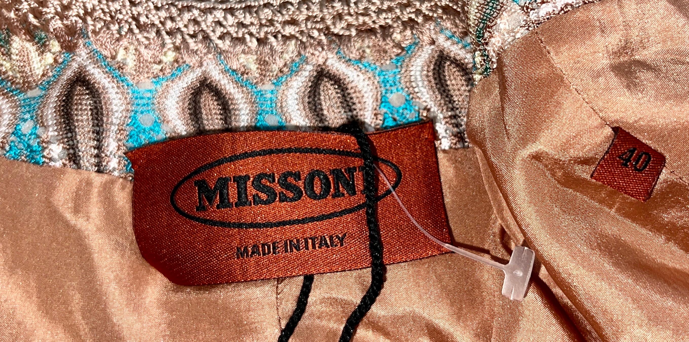 NEW Missoni Multicolor Crochet Knit Jacket Blazer 40 For Sale 3