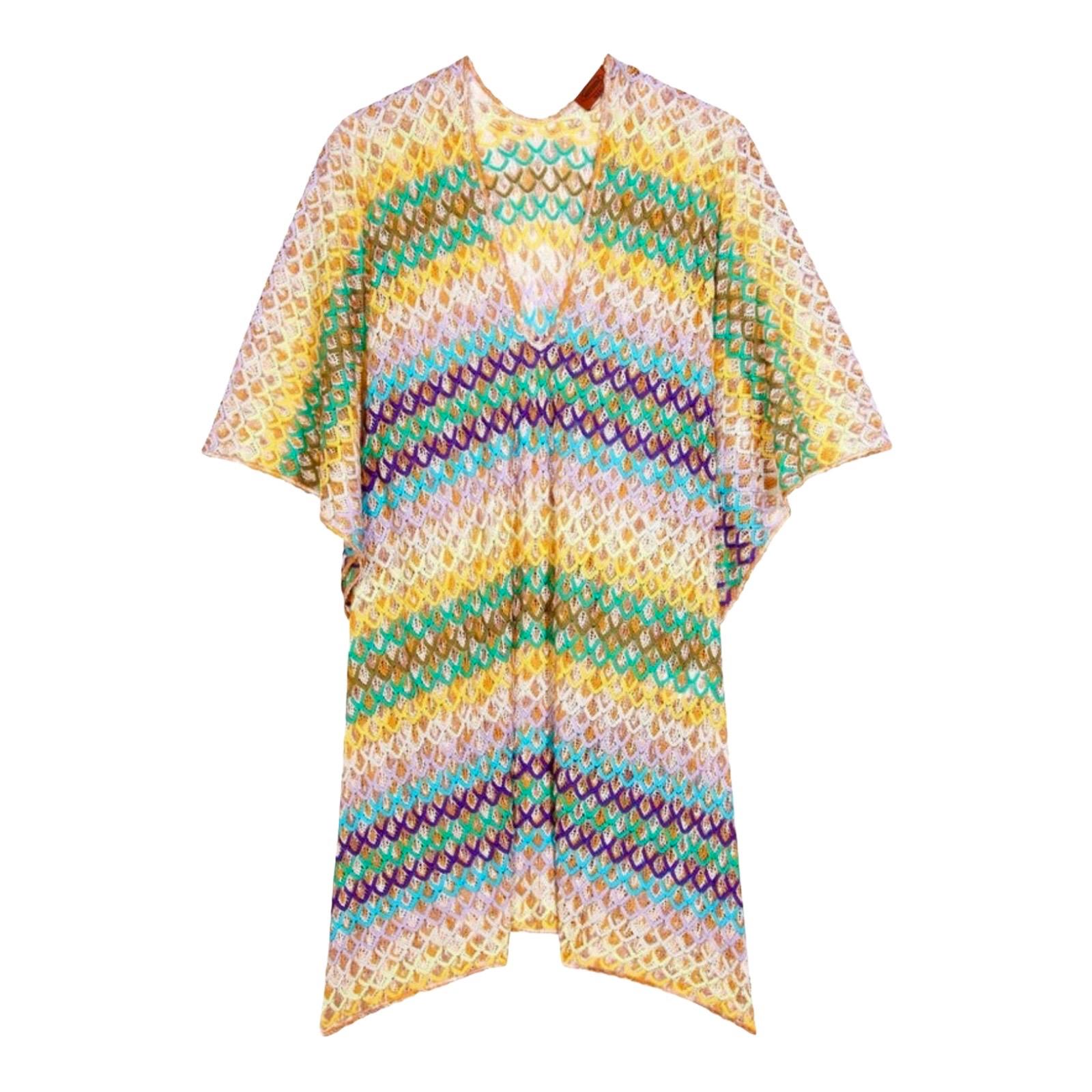 NEW Missoni Multicolor Crochet Knit Kaftan Tunic Cover Up Dress 40 2