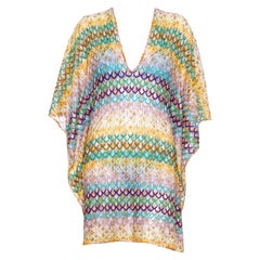 NEW Missoni Multicolor Crochet Knit Kaftan Tunic Cover Up Dress