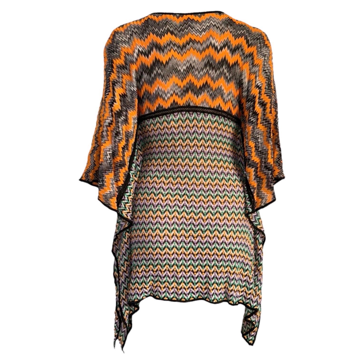Women's NEW Missoni Multicolor Crochet Knit Kaftan Tunic Cover Up Mini Dress 38 For Sale