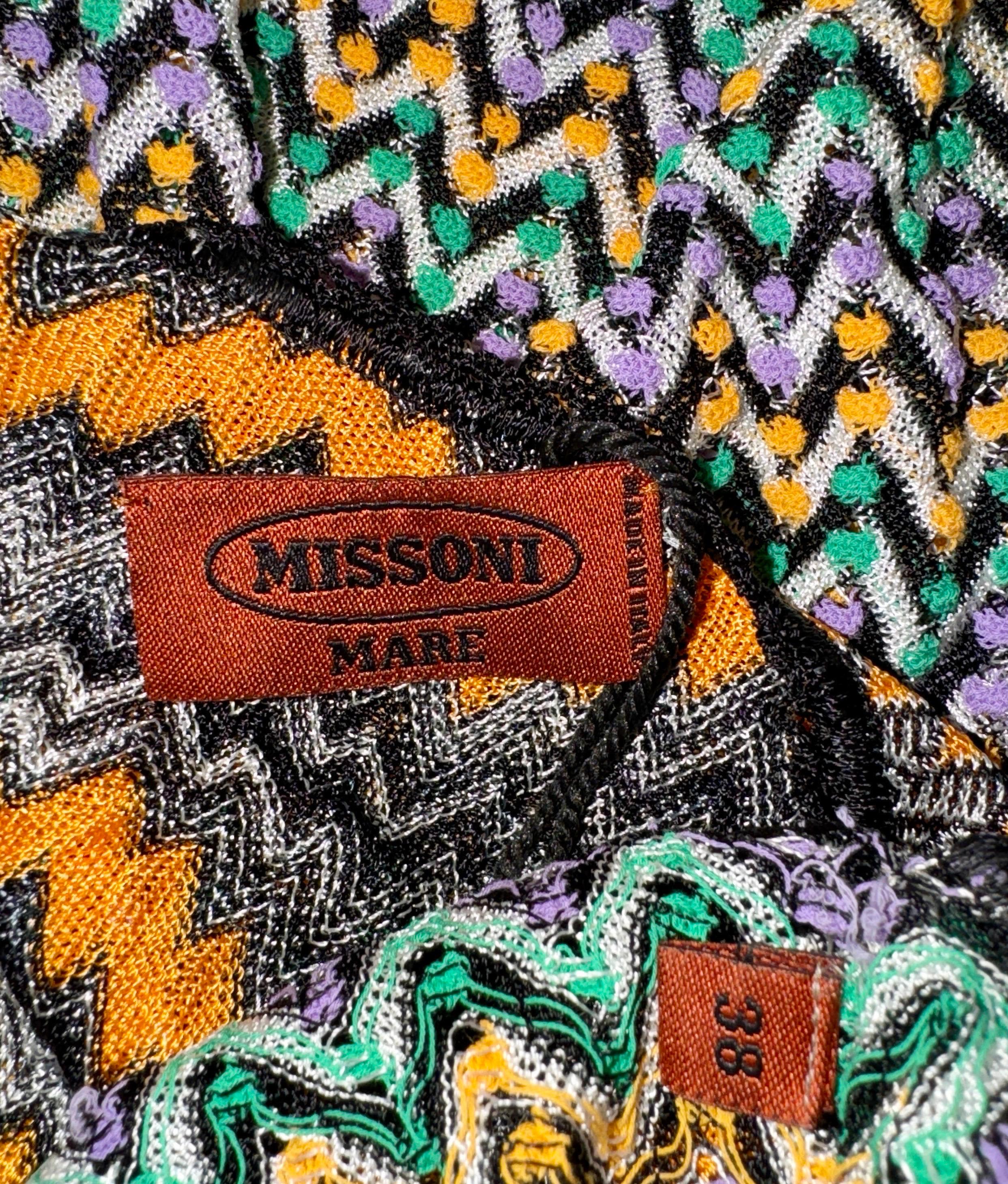 NEW Missoni Multicolor Crochet Knit Kaftan Tunic Cover Up Mini Dress 38 For Sale 2