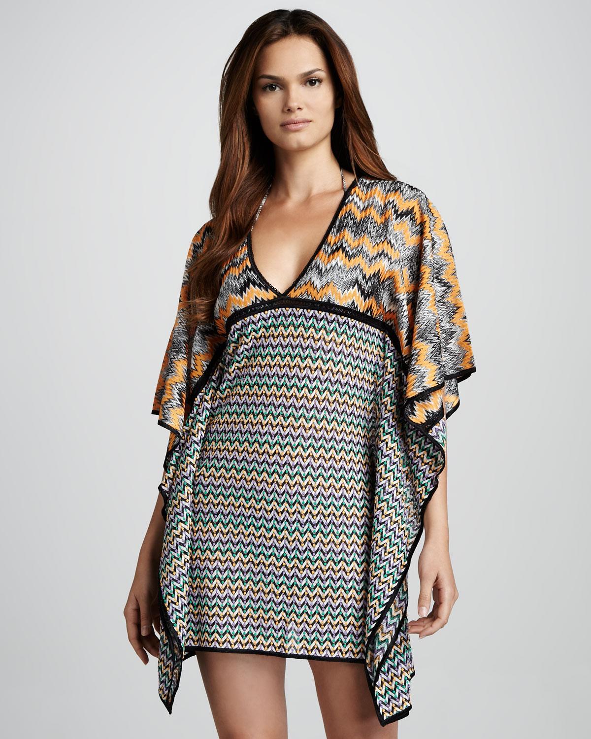 Missoni, mini robe caftan en maille crochetée multicolore, 38 en vente 2