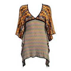 NEU Missoni Mehrfarbiges gehäkeltes Kaftan-Tunika-Minikleid aus Strick zum Überziehen 38