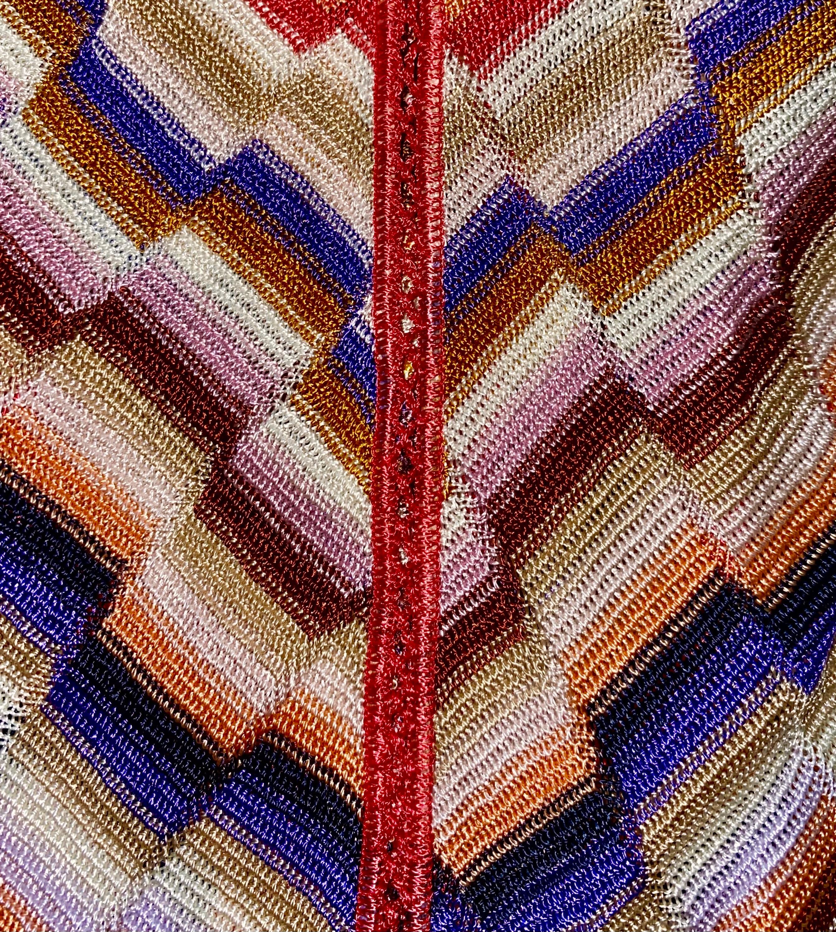 Brown NEW Missoni Multicolor Crochet Knit Kaftan Tunic Cover Up Mini Dress S