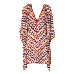 NEW Missoni Multicolor Crochet Knit Kaftan Tunic Cover Up Mini Dress
