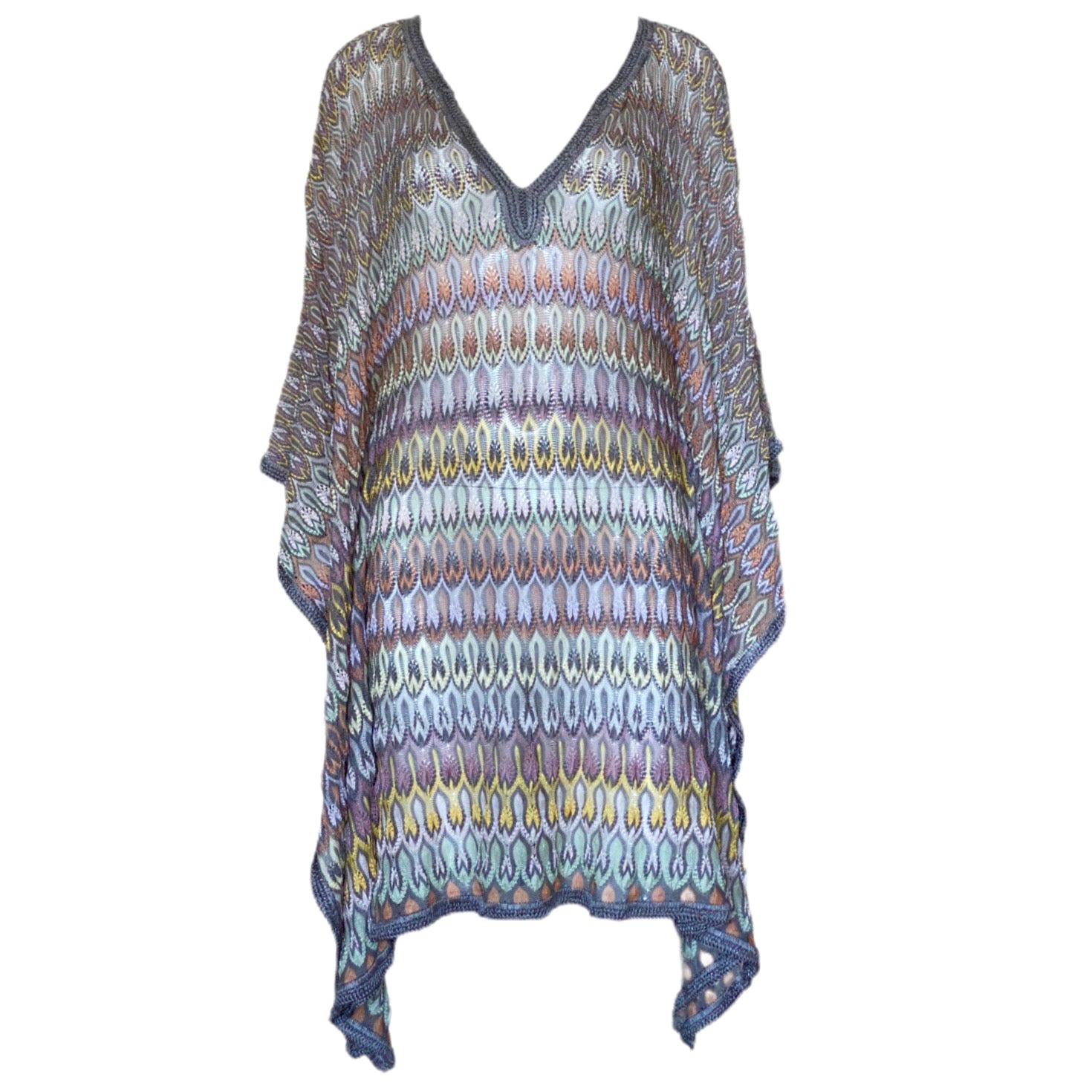 NEW Missoni Multicolor Crochet Knit Kaftan Tunic Dress