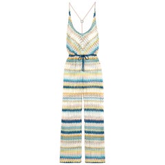 NUOVO Missoni Multicolore Crochet Knit Wide Leg Jumpsuit Overall Playsuit 38