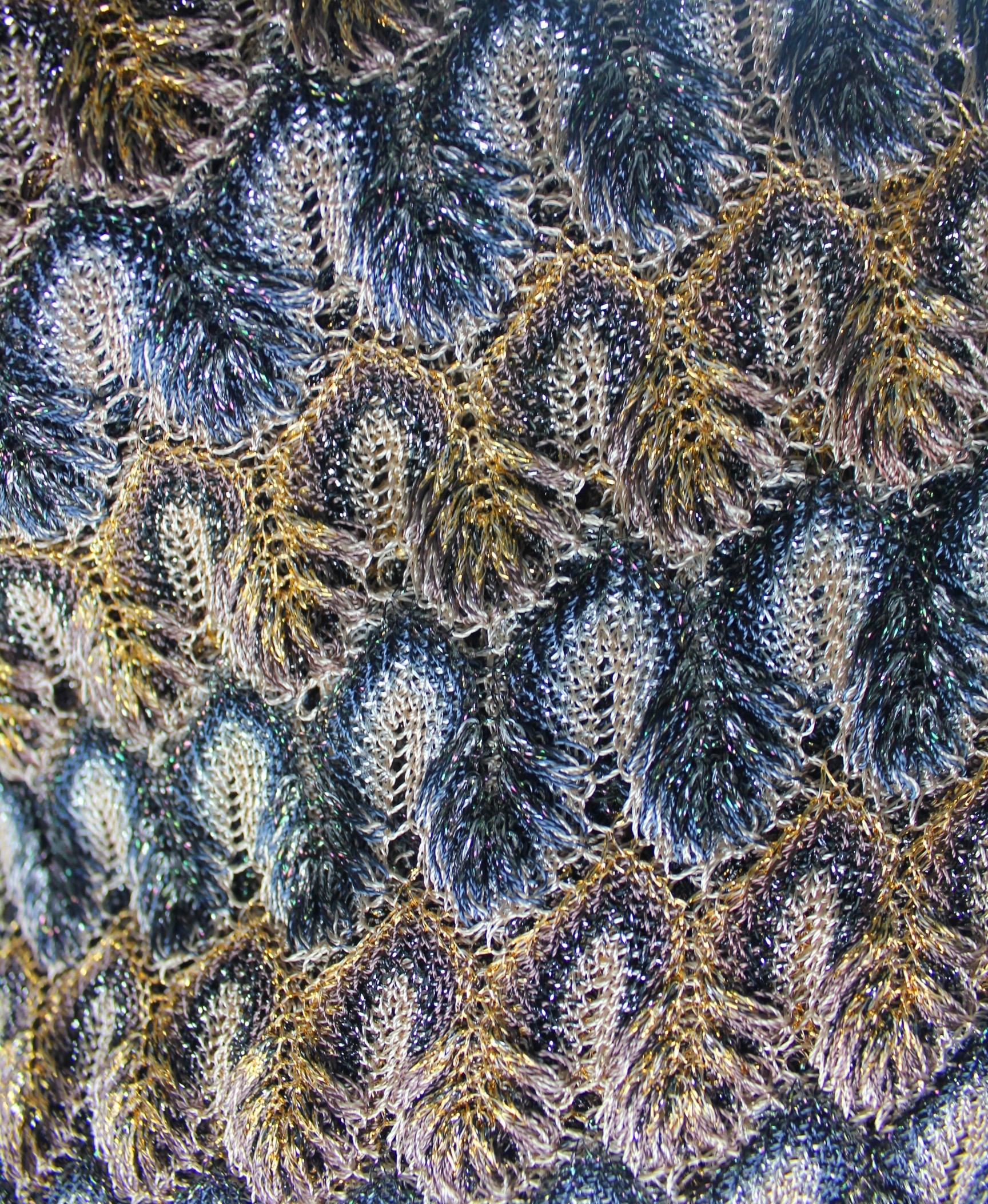 Gray NEW Missoni Multicolor Gold Metallic Lurex Crochet Knit Kaftan Tunic Dress 44 For Sale