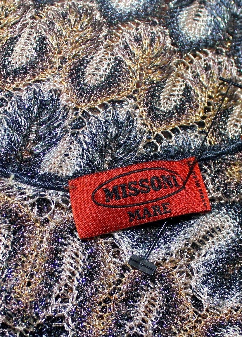 NEW Missoni Multicolor Gold Metallic Lurex Crochet Knit Kaftan Tunic Top Dress 2