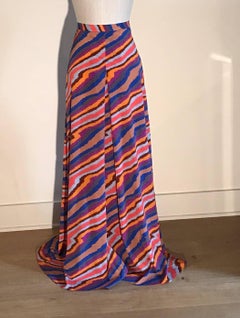 New Missoni Multicolor Lightweight Silk Abstract Stripe Maxi Skirt
