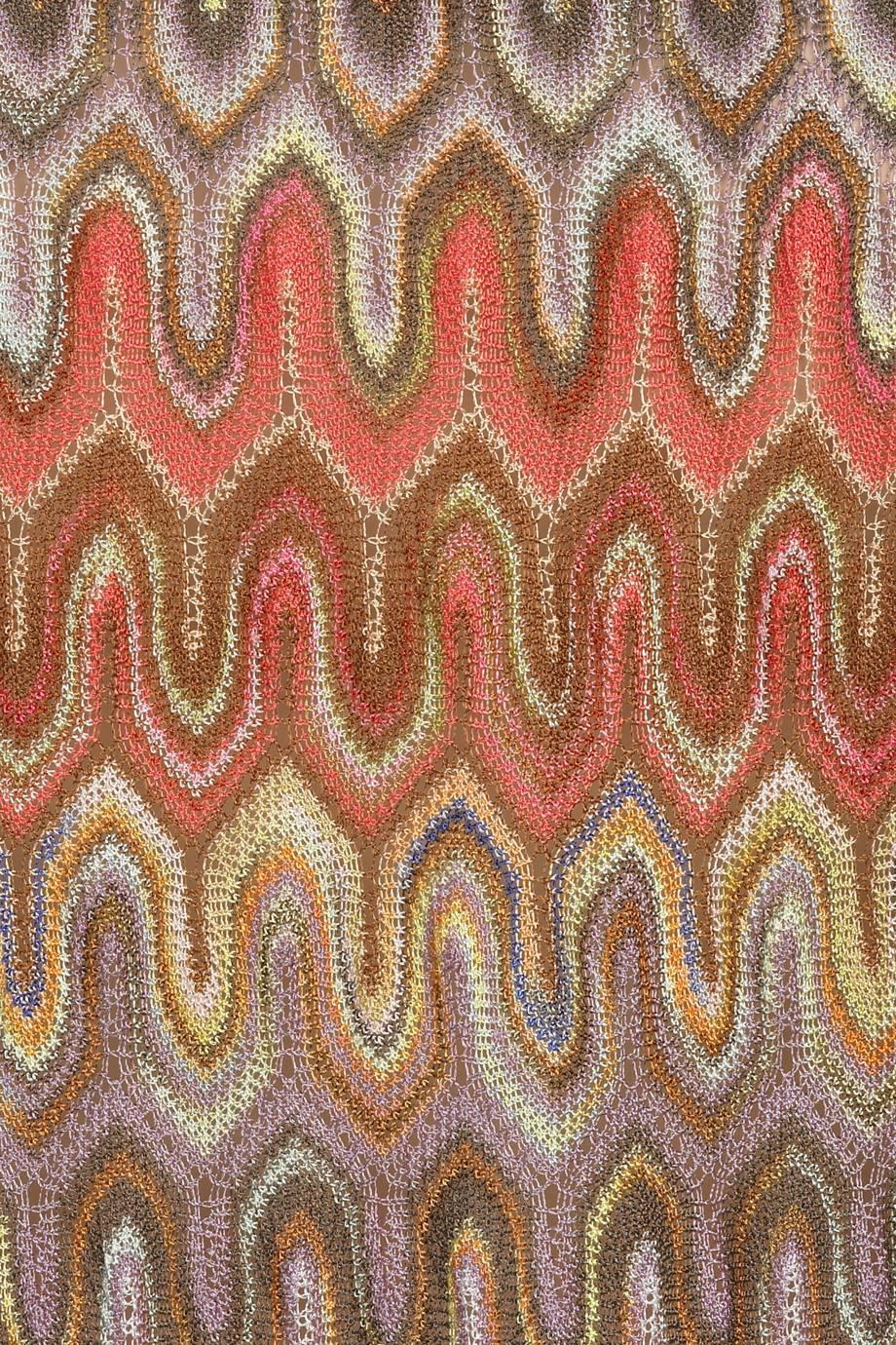 Brown NEW Missoni Multicolor Pinks Signature Chevron Crochet Knit Dress 40