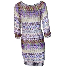 NEW Missoni Multicolor Signature Chevron Crochet Knit Dress 42