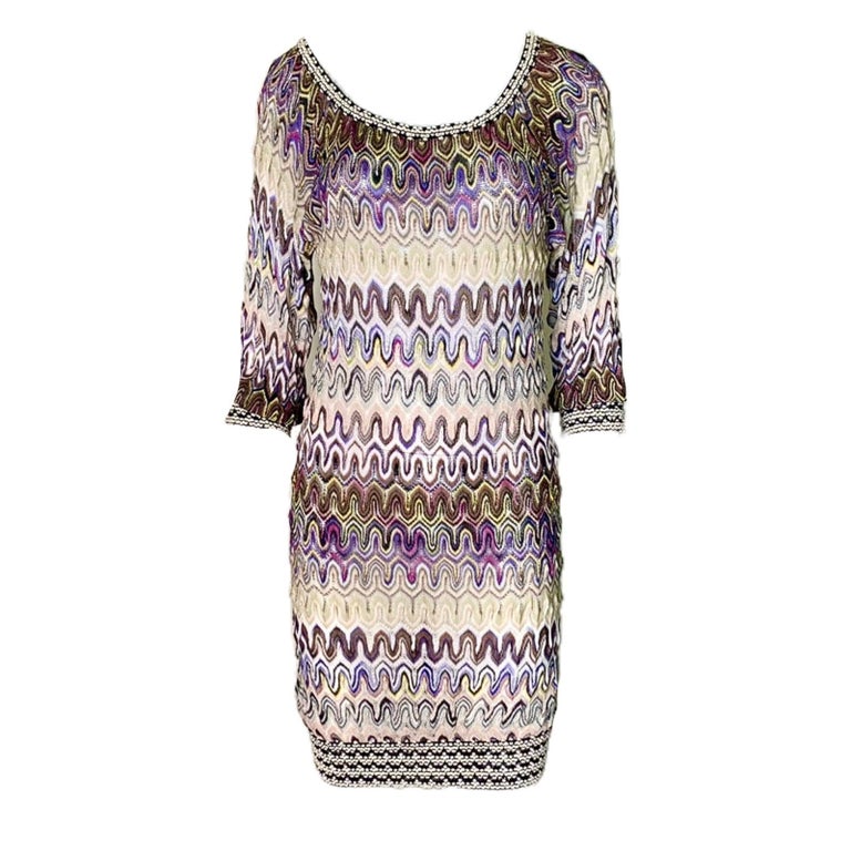 NEW Missoni Multicolor Signature Chevron Crochet Knit Dress 42 For Sale at  1stDibs | missoni dress sale, missoni dress perfect couple, missoni knitted  dress
