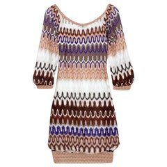NEW Missoni Multicolor Signature Chevron Crochet Knit Dress