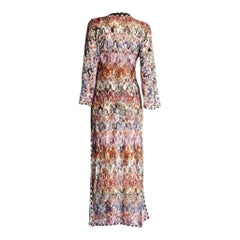 NEW Missoni Multicolor Signature Crochet Knit Kaftan Style Maxi Dress Gown 38