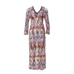NEW Missoni Multicolor Signature Crochet Knit Kaftan Style Maxi Dress Gown 38