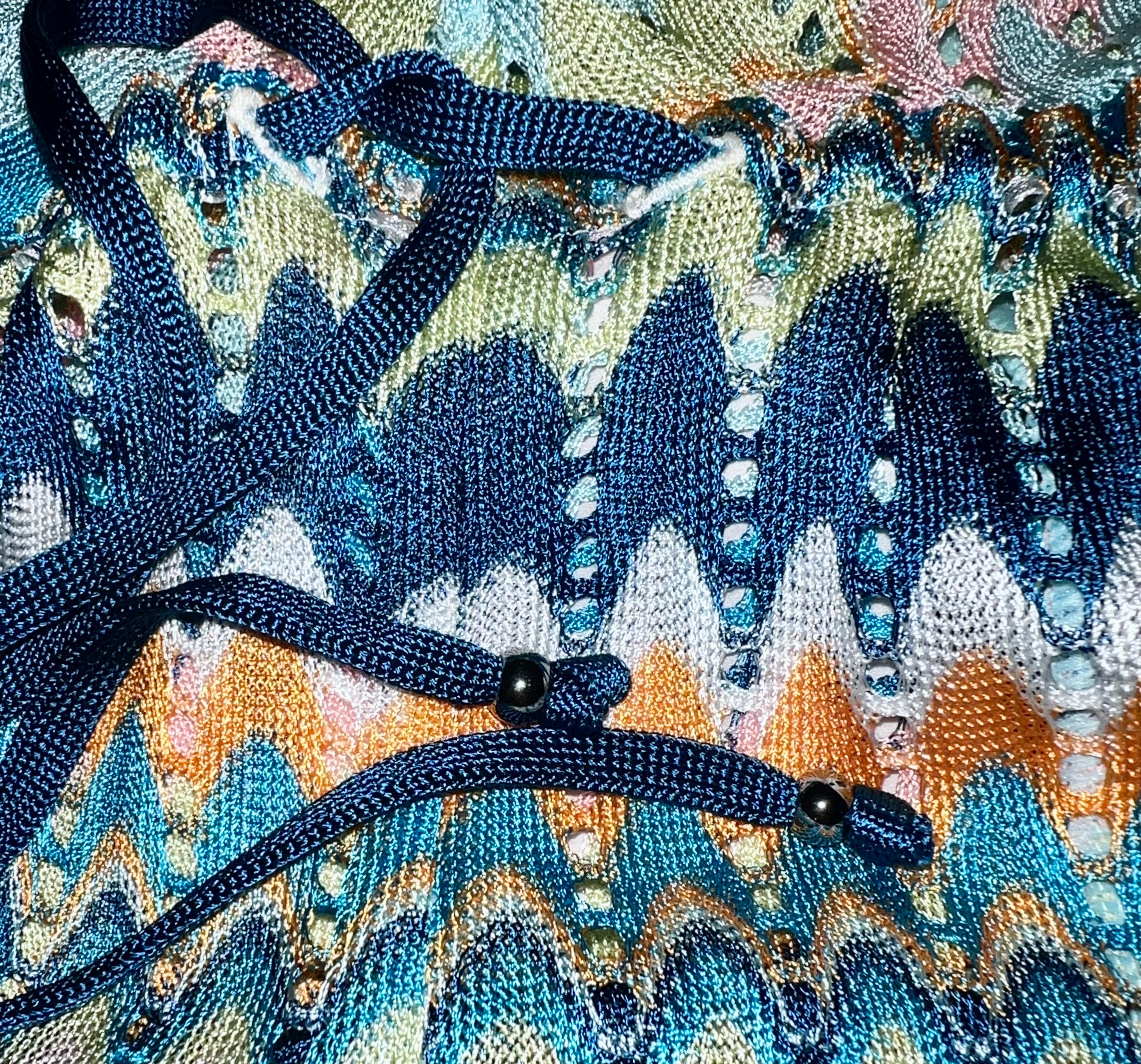 Women's NEW Missoni Multicolor Crochet Knit Wide Leg Jumpsuit Overall Playsuit 38 For Sale