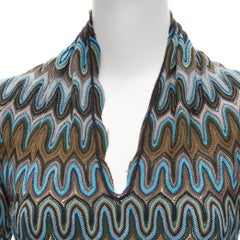 new MISSONI multicolour graphic chevron knit V-neck long sleeve sweater top IT40