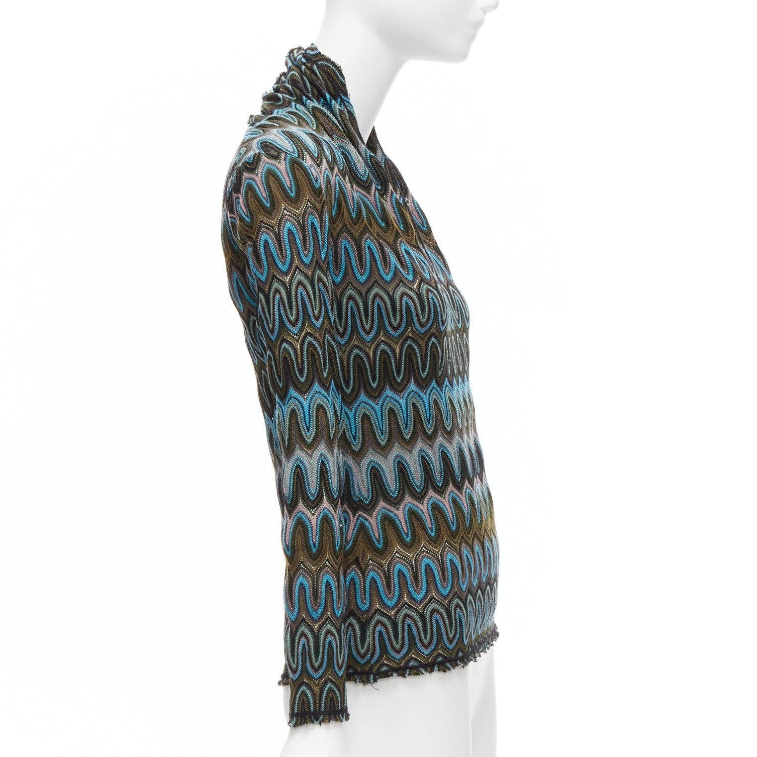 Women's new MISSONI multicolour graphic chevron knit V-neck long sleeve sweater top IT40