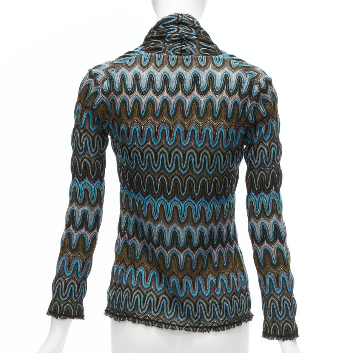 new MISSONI multicolour graphic chevron knit V-neck long sleeve sweater top IT40 1
