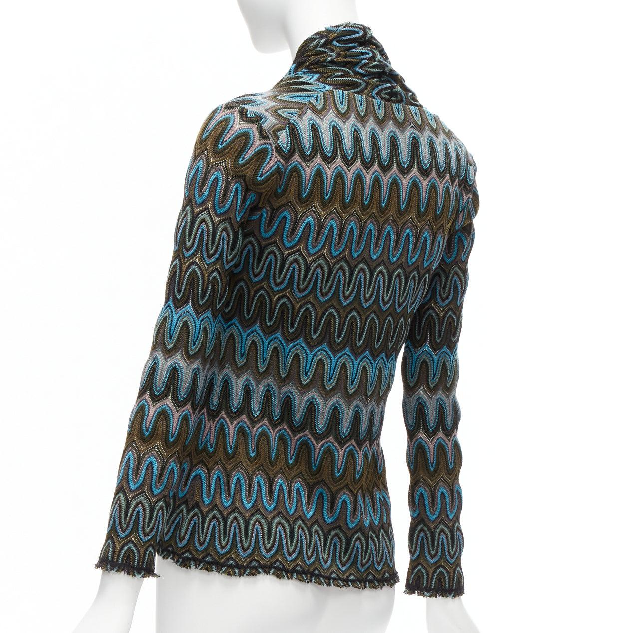 new MISSONI multicolour graphic chevron knit V-neck long sleeve sweater top IT40 2