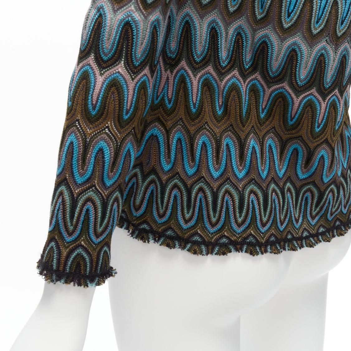 new MISSONI multicolour graphic chevron knit V-neck long sleeve sweater top IT40 4