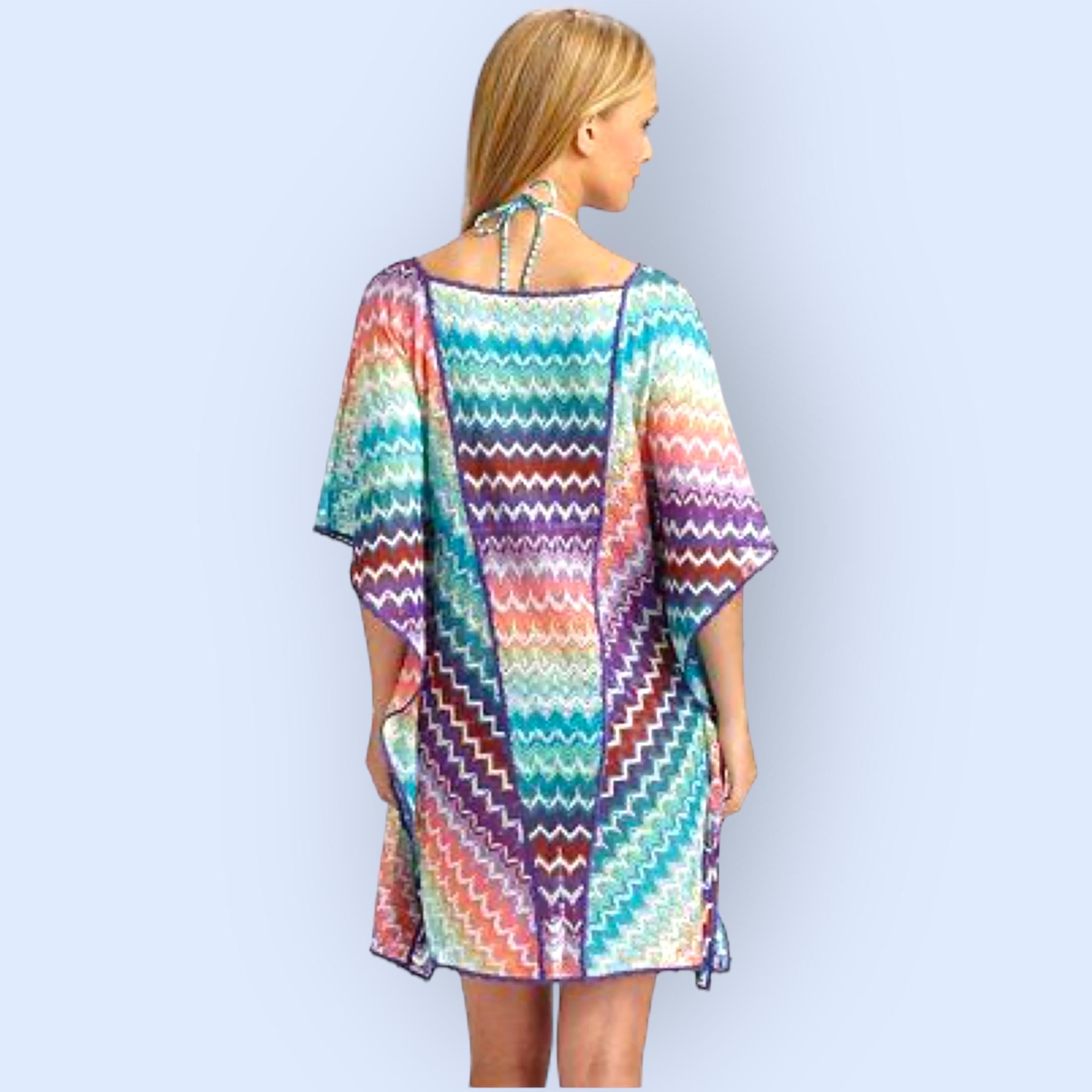 NEW Missoni Pastels Crochet Knit Kaftan Tunic Cover Up Dress 44 For Sale 6