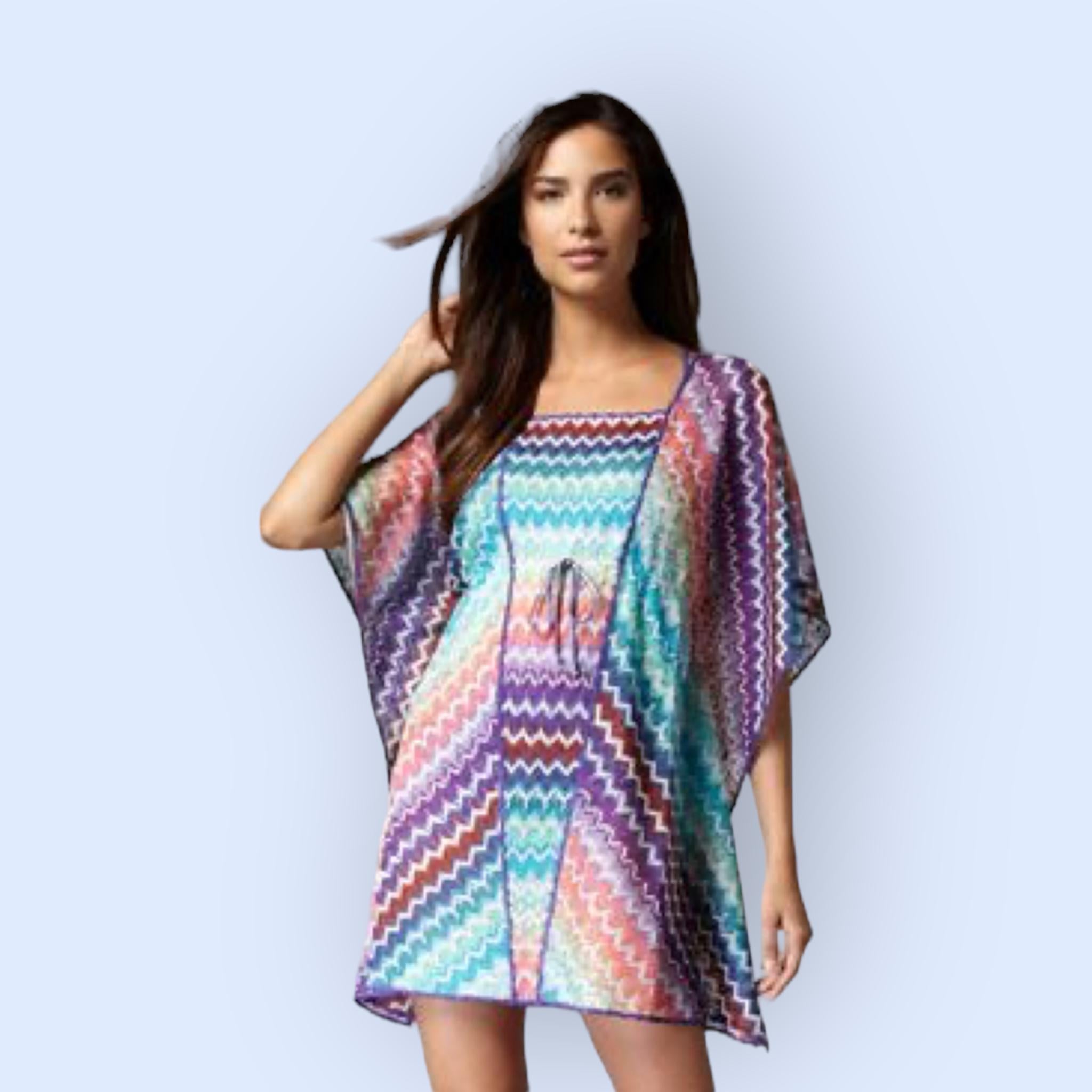 NEW Missoni Pastels Crochet Knit Kaftan Tunic Cover Up Dress 44 For Sale 7