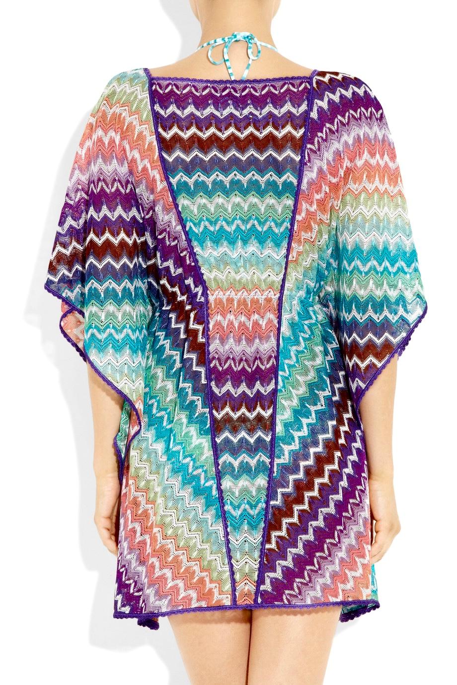 Women's NEW Missoni Pastels Crochet Knit Kaftan Tunic Cover Up Dress 44 For Sale