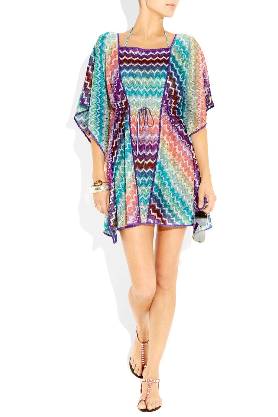 NEW Missoni Pastels Crochet Knit Kaftan Tunic Cover Up Dress 44 For Sale 2