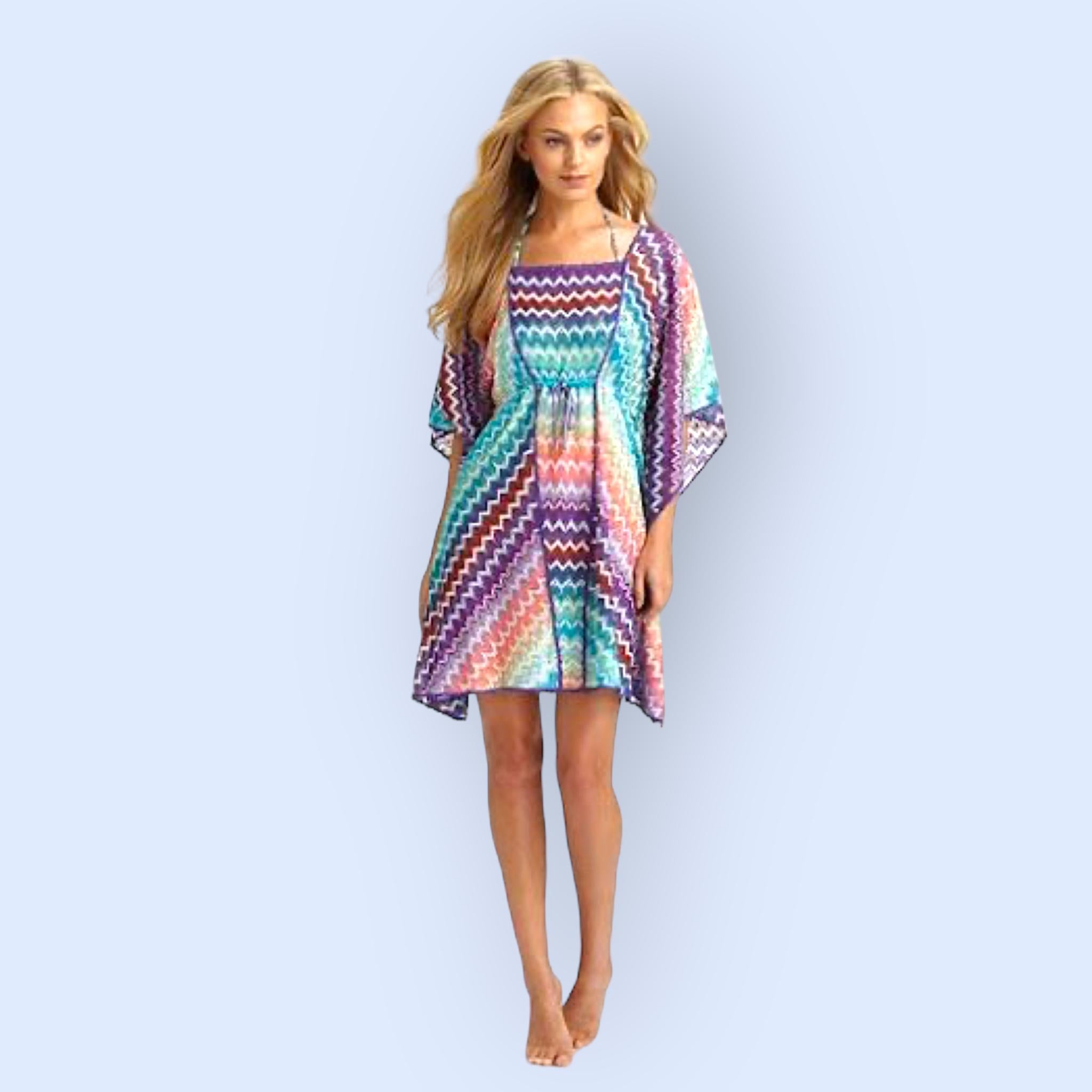 NEW Missoni Pastels Crochet Knit Kaftan Tunic Cover Up Dress 44 For Sale 5