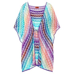 Used NEW Missoni Pastels Crochet Knit Kaftan Tunic Cover Up Dress 44