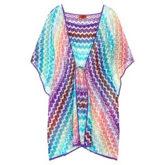 NEU Missoni Pastellfarbenes gehäkeltes Kaftan-Tunika-Deckelkleid aus Strick 44