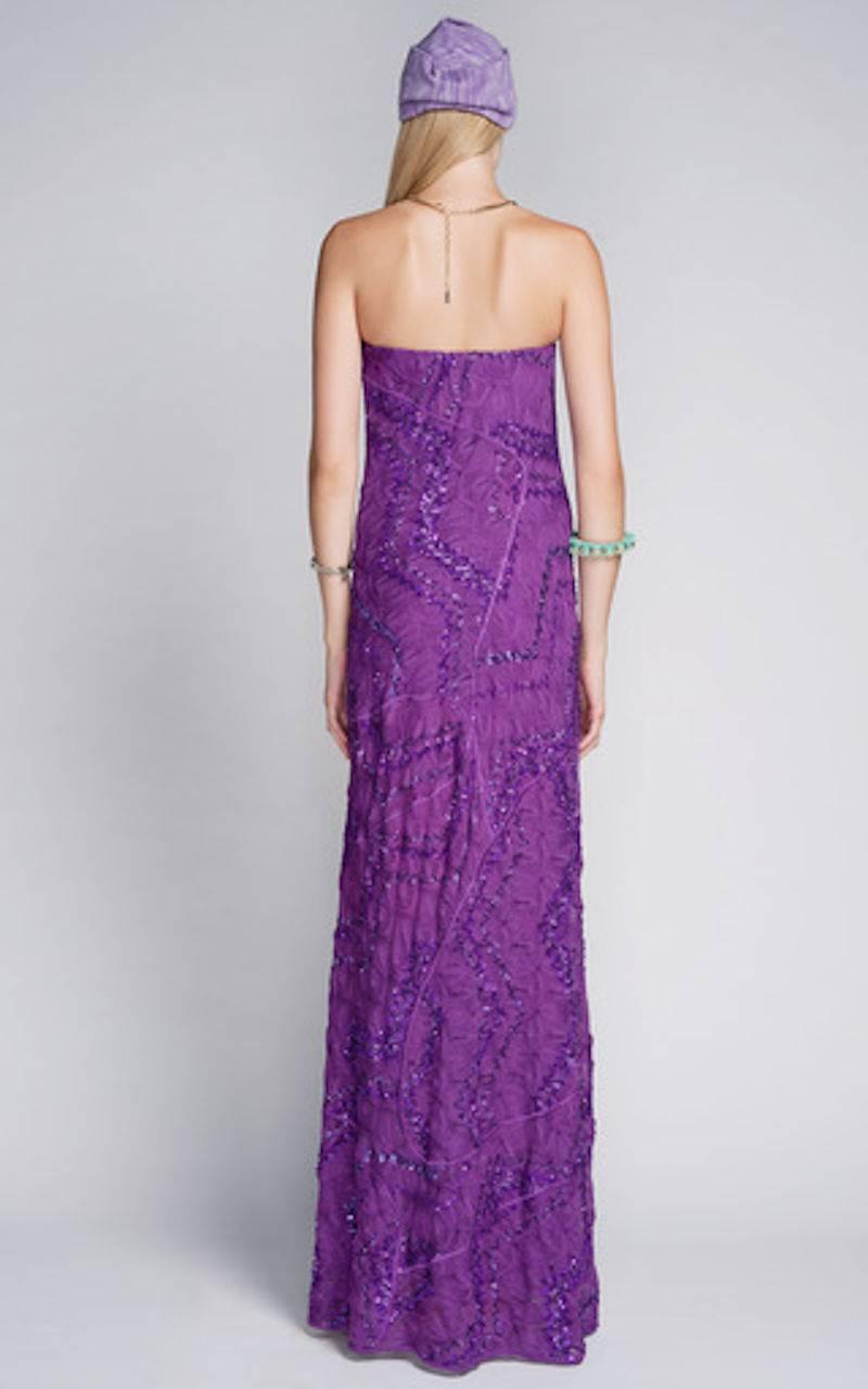 Women's NEW Missoni Purple Embroidered Crochet Knit Evening Gown Maxi Dress 42 For Sale