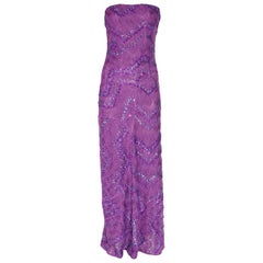 NEW Missoni Purple Embroidered Crochet Knit Evening Gown Maxi Dress 42