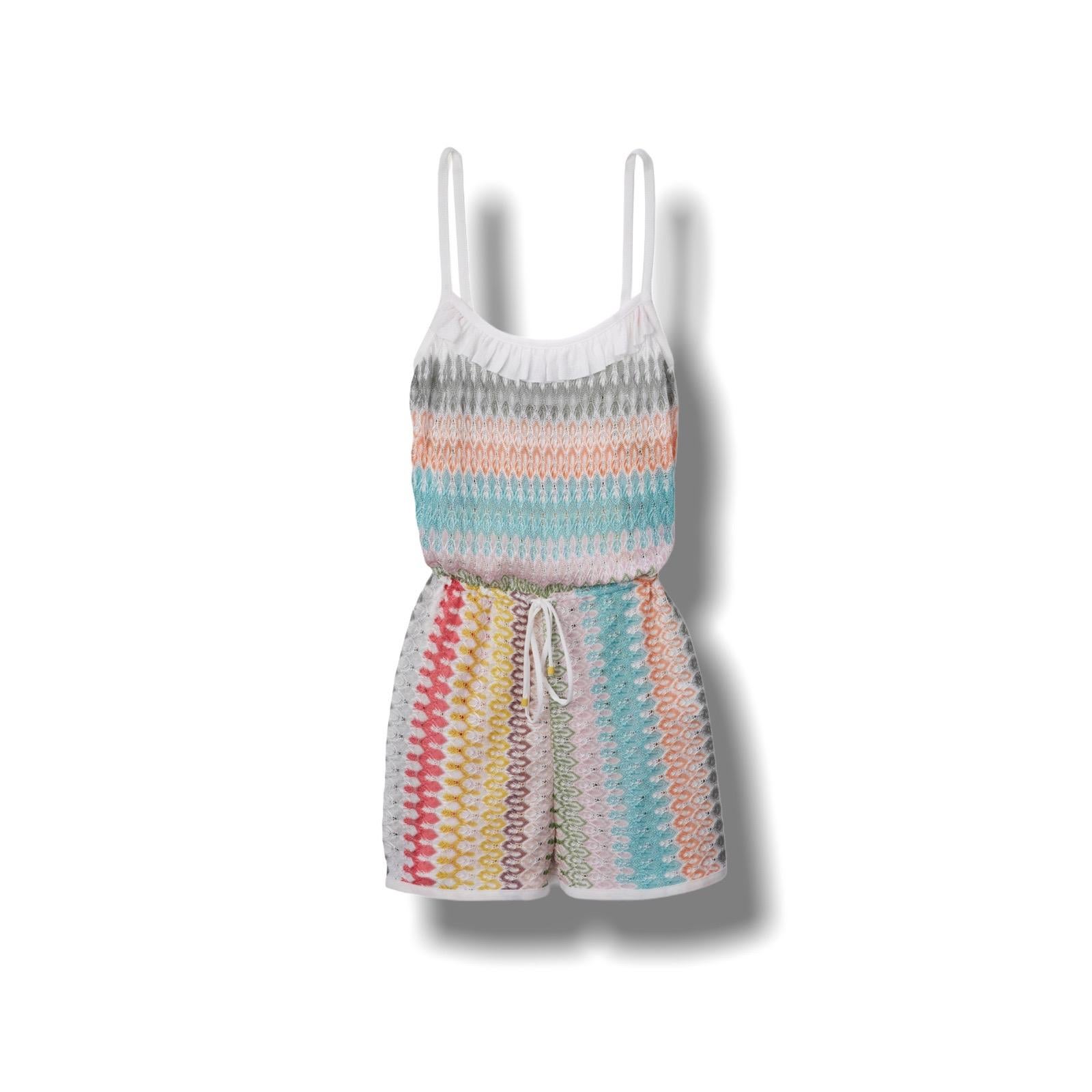 UNWORN Missoni Ruched Crochet Knit Playsuit Romper Mini Jumpsuit Overall 40 For Sale 2